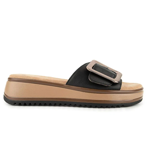 Hush Puppies İcyi 625203 Hakiki Deri Kadın Terlik Siyah - Resim 2