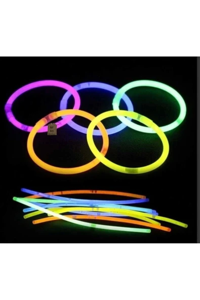 NEON FOSFORLU PARTİ ÇUBUK FOSFORLU BİLEKLİK KARANLIKTA PARLAYAN IŞIK 10 ÇUBUK+10 BAĞLANTI APARATI - Resim 3