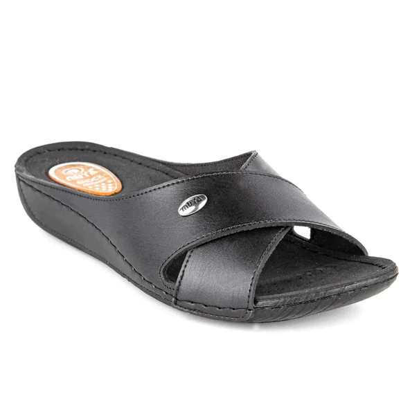 Muya Yara Anatomik Topuk Dikeni Kadın Terlik Full Siyah - Resim 2