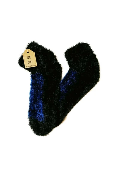 Termal Çorap Tüylü Kışlık Peluş Patik Şık Rahat Lacivert Siyah Ev-parti Çorabı ürün görseli 1