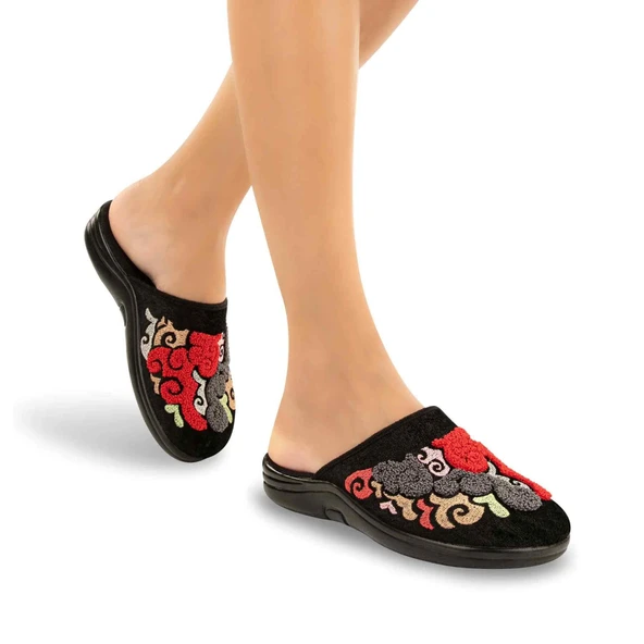 Muya Kastra 31904 Nakışlı Kadın Terlik Siyah - Resim 2