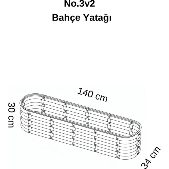 Modüler Yükseltilmiş Bahçe Yatağı Yükseltilmiş Sebze Yatağı Çiçeklik NO:3V2 (140X34) Gri - Resim 6