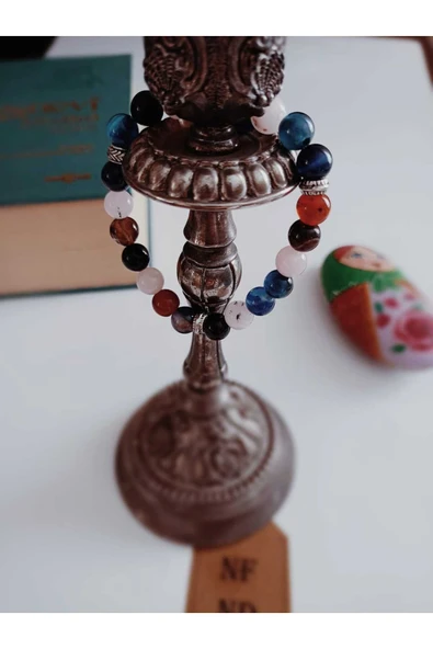 DOĞAL TAŞ BİLEKLİK, AKİK , STRESİ AZALTIR, NEGATİF ENERJİYİ GİDERİR NAZARA KARŞI KORUR ÜÇ SÜS - Resim 5