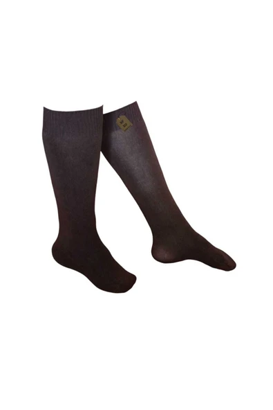 ANNE ÇORABI DİZALTI 240DEN PAMUKLU DİKİŞSİZ SIKMAYAN LASTİK TOPUKSUZ PANTOLON ÇORAP SATEN DOKU KAHVE - Resim 2