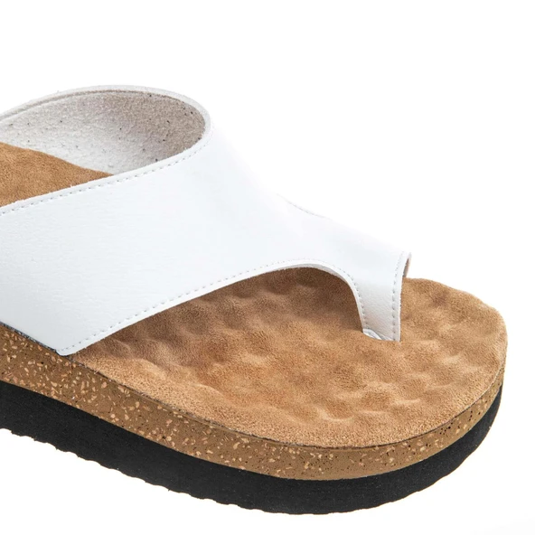 Muya Hora 34226 Parmak Arası Masaj Taban Anatomik Kadın Terlik Beyaz - Resim 3