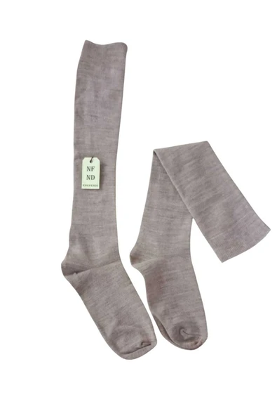 Anne Çorabı Dizaltı Sıcak Kalın Likralı Yünlü Kadın Çorap Uzun 36-40 Açık Kahverengi - Resim 3