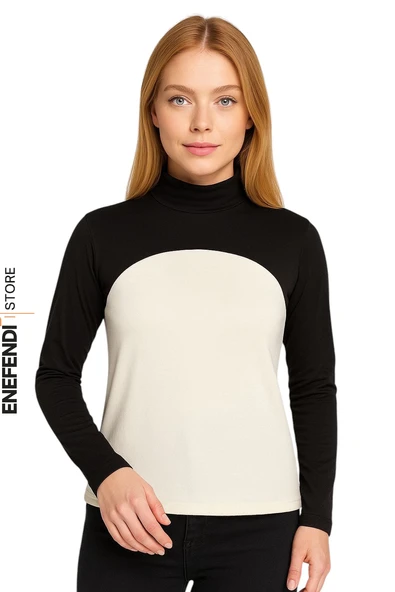 BOYUNLUKLU KOLLUK  DİK YAKA  SİYAH UZUN KOLLU İÇE GİYİLEN PENYE KUMAŞ 1 ADET ürün görseli 1