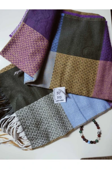 Omuz Şalı , Desenli , Renkli , Yumuşak, Kışlık , Sıcak 80 X 160 - Resim 5