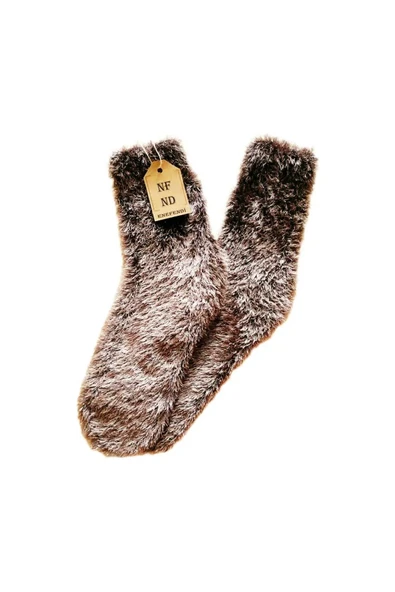 Tüylü Kışlık Termal Çorap Dikişsiz Peluş Şık Rahat Kahverengi Ev-parti Çorabı ürün görseli