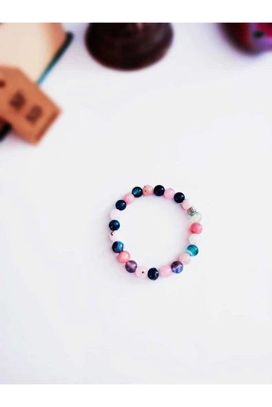 DOĞAL TAŞ BİLEKLİK, AKİK , STRESİ AZALTIR, NEGATİF ENERJİYİ GİDERİR NAZARA KARŞI KORUR PEMBE U MAVİ - Resim 2