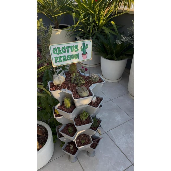 Yonca Bahçe Kulesi - Gri Katlı Saksı - Resim 2