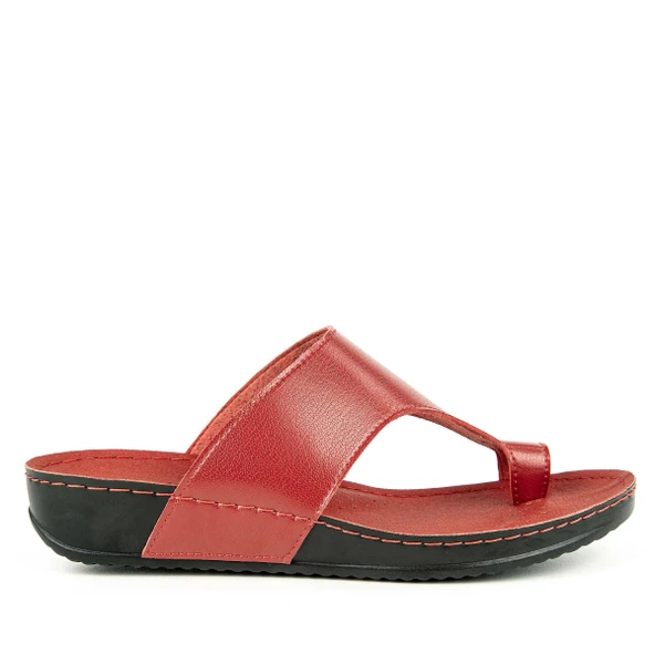 Muya Ara Anatomik Parmak Arası Kadın Terlik Kırmızı - Resim 2