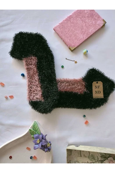 2 ÇİFT TÜYLÜ KIŞLIK TERMAL PATİK DİKİŞSİZ ÇORAP GÜLKURUSU LACİVERT ERKEK KADIN EV-PARTİ ÇORABI 36-41 - Resim 2