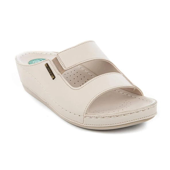 Muya Panna Anatomik Topuk Dikeni Kadın Terlik Full Krem - Resim 2