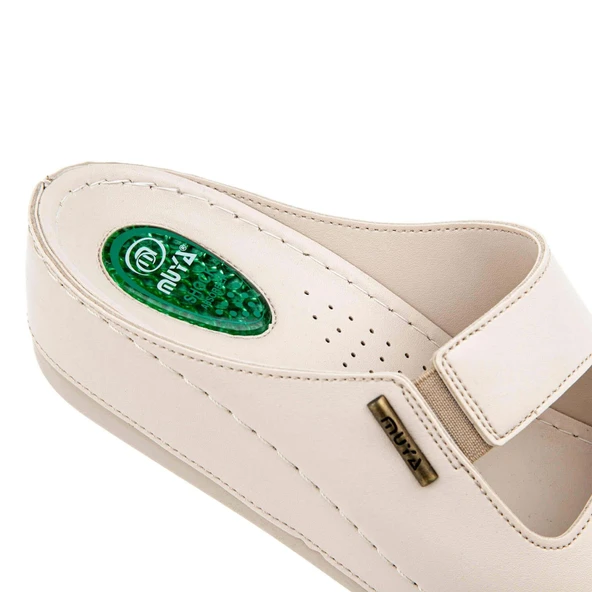 Muya Panna Anatomik Topuk Dikeni Kadın Terlik Full Krem - Resim 3