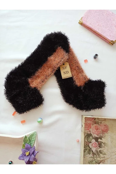 2 ÇİFT TÜYLÜ KIŞLIK TERMAL ÇORAP DİKİŞSİZ PELUŞ PATİK MOR VİZON ERKEK KADIN EV-PARTİ ÇORABI 36-41 - Resim 8