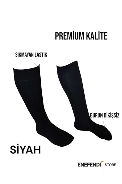 ANNE ÇORABI DİZALTI LÜX KALİTELİ PAMUKLU BURUN DİKİŞSİZ SIKMAYAN LASTİK ESNEK KADIN ÇORAP SİYAH ürün görseli 1