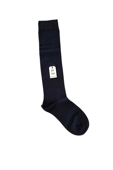 ANNE ÇORABI DİZALTI LÜX KALİTELİ PAMUKLU BURUN DİKİŞSİZ SIKMAYAN LASTİK ESNEK KADIN ÇORAP LACİVERT - Resim 4