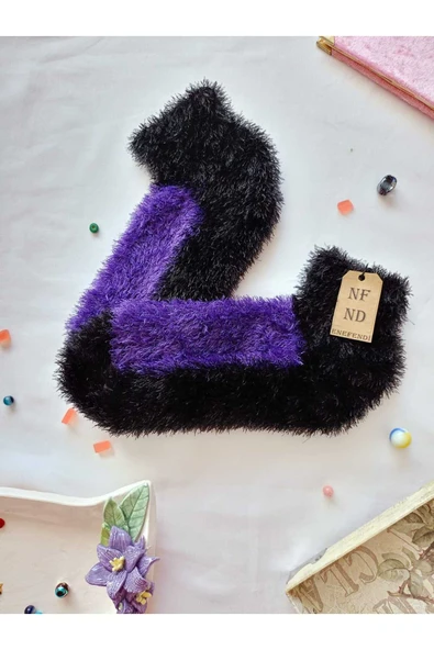 2 ÇİFT TÜYLÜ KIŞLIK TERMAL PATİK DİKİŞSİZ ÇORAP MOR LACİVERT ERKEK KADIN EV-PARTİ ÇORABI 36-41 - Resim 3