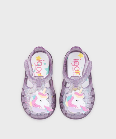 Igor S10341 Tobby Unicornio Çocuk Sandalet Simli Lila - Resim 3