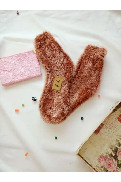 Tüylü Kışlık Termal Çorap Dikişsiz Peluş Şık Rahat Vizon Ev-parti Çorabı - Resim 3