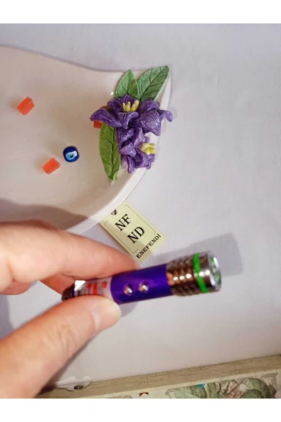 LAZER FENER 3in1 KIRMIZI BEYAZ VE YANIP SÖNEN IŞIK, FENER 3 FONKSİYONLU MOR RENKLİ ürün görseli 1