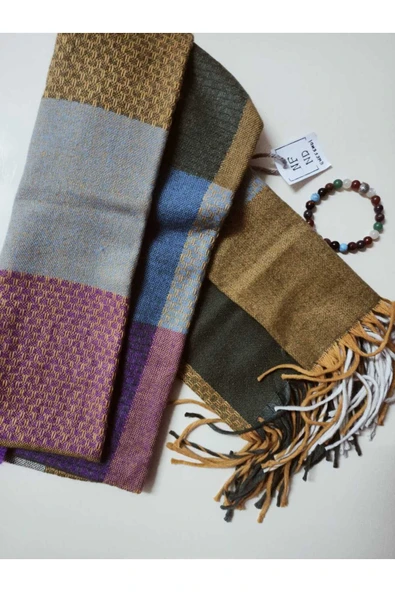 Omuz Şalı , Desenli , Renkli , Yumuşak, Kışlık , Sıcak 80 X 160 - Resim 3