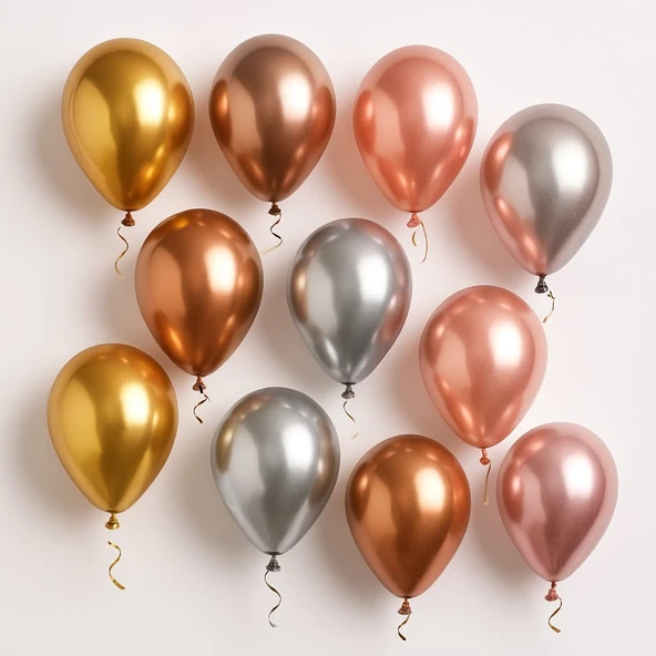 50 ADET BALON DOĞUM GÜNÜ PARTİ SÜS EĞLENCE 11 inç 28 cm METALİK KARIŞIK RENK HEDİYE - Resim 2