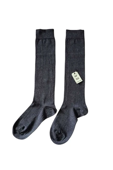 ANNE ÇORABI DİZALTI LÜX KALİTELİ PAMUKLU BURUN DİKİŞSİZ SIKMAYAN LASTİK ESNEK KADIN ÇORAP FÜME - Resim 5