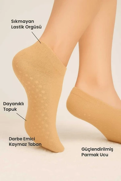 Kaydırmaz Tabanlı Unisex Pembe Yoga, Pilates Ve Tavaf Çorabı | Konforlu Spor Patik Çorap 36-40 - Resim 4