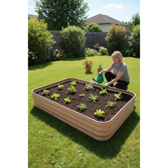 Modüler Yükseltilmiş Bahçe Yatağı Yükseltilmiş Sebze Yatağı No:10 (165X110) Bej ürün görseli