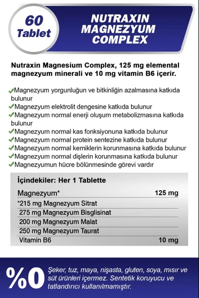 Nutraxin Magnezyum Complex 60 Tablet 2 Adet - Resim 2