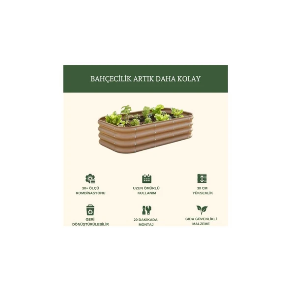 Modüler Yükseltilmiş Bahçe Yatağı Yükseltilmiş Sebze Yatağı No:3 (85X85) Bej - Resim 4