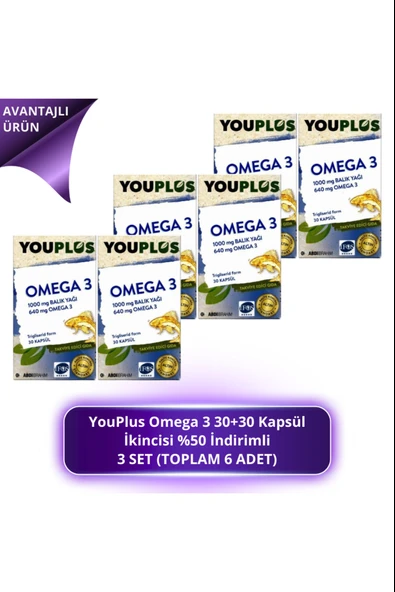 Youplus Omega 3 1000 Mg 30 Kapsül 6 Adet ürün görseli