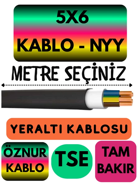 Öznur 5X6 NYY (Yeraltı Kablosu) Metre Seçenekli ürün görseli