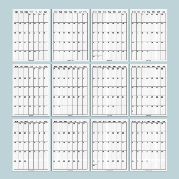 2026 Aylık Planlayıcı Duvar Takvimi, Minimal ve İşlevsel Tasarım, 33 x 48 cm, A4 - Resim 3