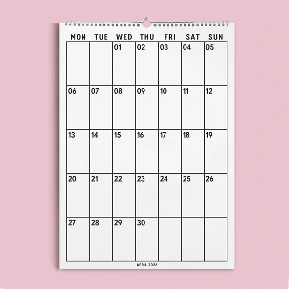 2026 Aylık Planlayıcı Duvar Takvimi, Minimal ve İşlevsel Tasarım, 33 x 48 cm, A4 - Resim 2