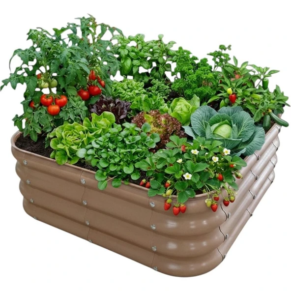 Modüler Yükseltilmiş Bahçe Yatağı Yükseltilmiş Sebze Yatağı No:3 (85X85) Bej ürün görseli