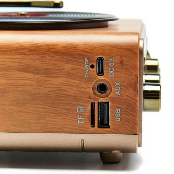 Meier  M-1317BT Özel Tasarım Ahşap Görünümlü Retro Vintage Nostaljik Radyo & Bluetootlu Mini Fm Radyo - Resim 4