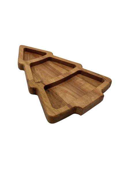 Yılbaşı Sunum Tabağı Noel Çam Ağacı Doğal Ahşap Çerez Tabağı(KAYIN / GÜRGEN) Ahşap Rengi AHŞAP - 2 ADET - Resim 3