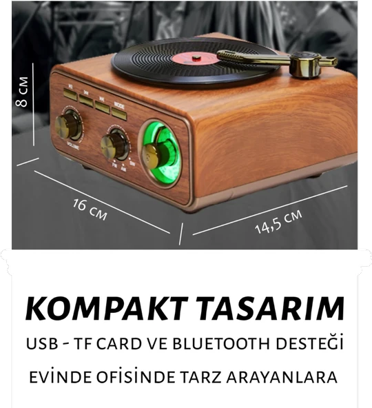 Meier  M-1317BT Özel Tasarım Ahşap Görünümlü Retro Vintage Nostaljik Radyo & Bluetootlu Mini Fm Radyo - Resim 5