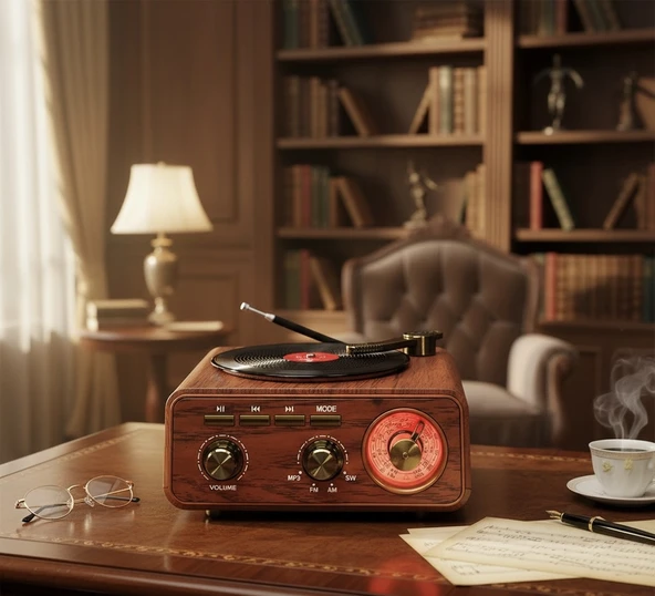 Ultratekno M-1317BT Özel Tasarım Ahşap Görünümlü Retro Vintage Nostaljik Radyo & Bluetootlu Mini Fm Radyo - Resim 2