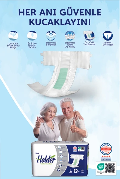 Holder Yetişkin Hasta Bezi Ekstra Büyük Boy ( X Large ) 30 x 3 Adet - Resim 4