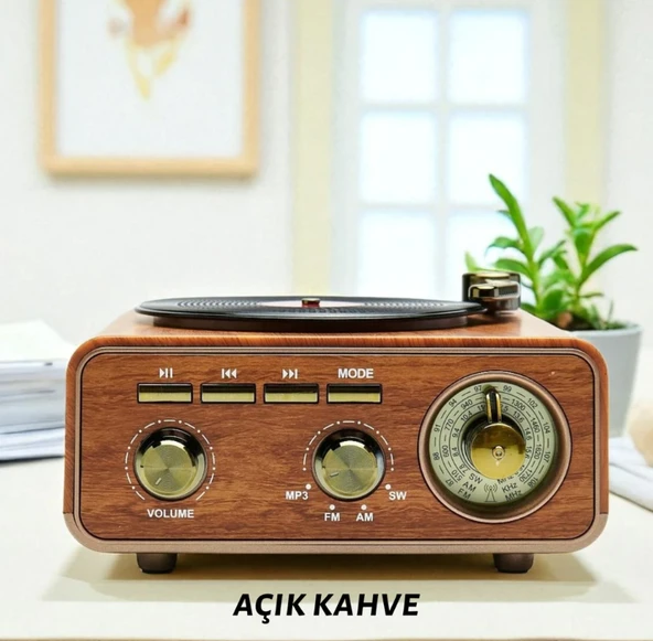 Meier  M-1317BT Özel Tasarım Ahşap Görünümlü Retro Vintage Nostaljik Radyo & Bluetootlu Mini Fm Radyo - Resim 2