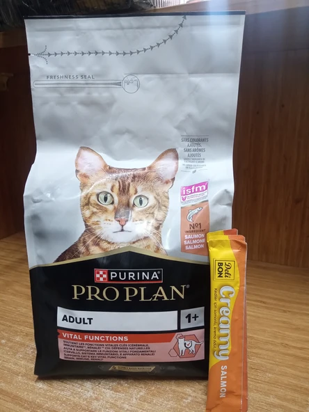 PRO PLAN VITAL FUNCTIONS SOMONLU KEDİ MAMASI 1.5 KG+5 ADET SOMONLU KEDİ ÖDÜL KREMA ürün görseli 1