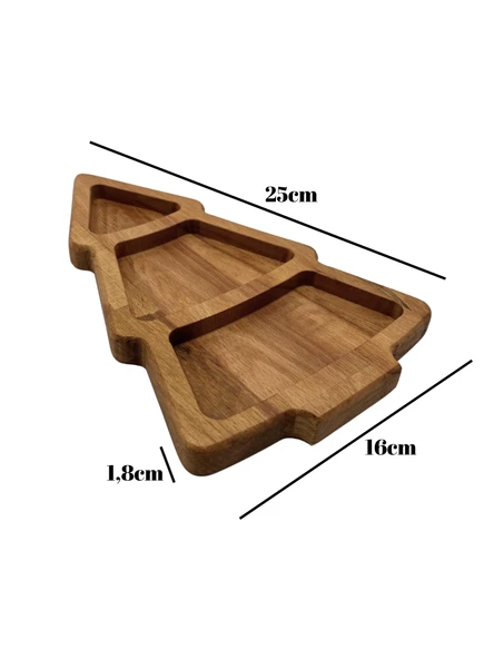 Yılbaşı Sunum Tabağı Noel Çam Ağacı Doğal Ahşap Çerez Tabağı(KAYIN / GÜRGEN) Ahşap Rengi AHŞAP - 2 ADET - Resim 5