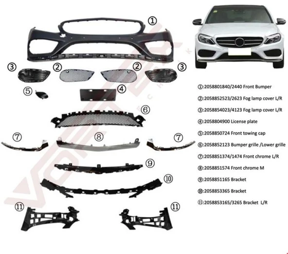 Mercedes On Tampon Set Amg Alt Kromlu W205 14> - Vortex V2205922 - Resim 1