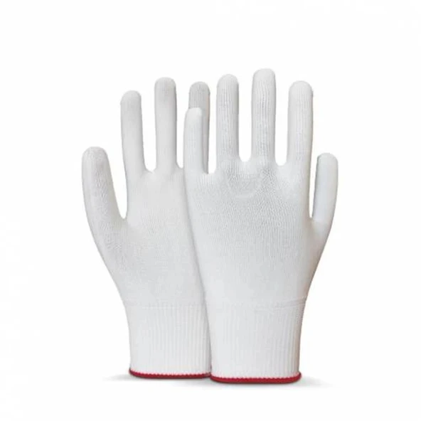 Beybi Polyester Örgülü Beyaz 10 Beden Kasiyer Eldiven 10lu Paket ürün görseli 1