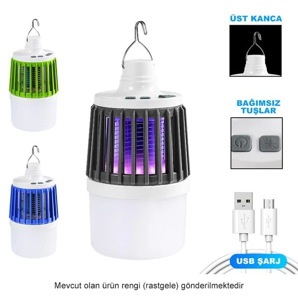 Powermaster MX-858 USB'li Sinek Öldürücü Özellikli 3 Modlu Şarjlı Kamp Feneri - Resim 2