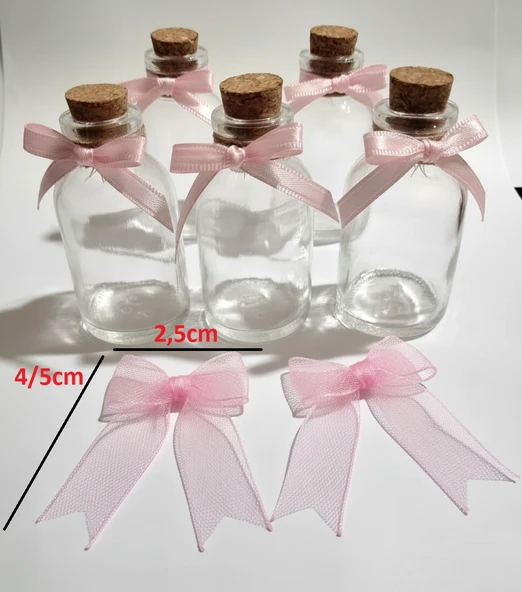 Pratikbox Mini Fiyonk / Tül 1cm'lik / Hediyelik / Süsleme / PEMBE Renk / 50 Adet / - Resim 3